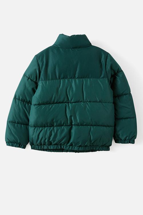Spliced Puffer Jacket - Winter jade