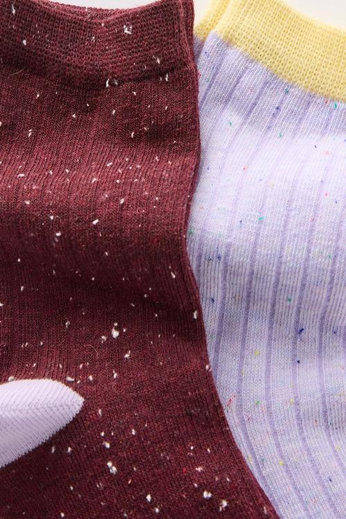 Kids 2Pk Longline Crew Socks - Vintage Lilac/Bordeaux Speckle