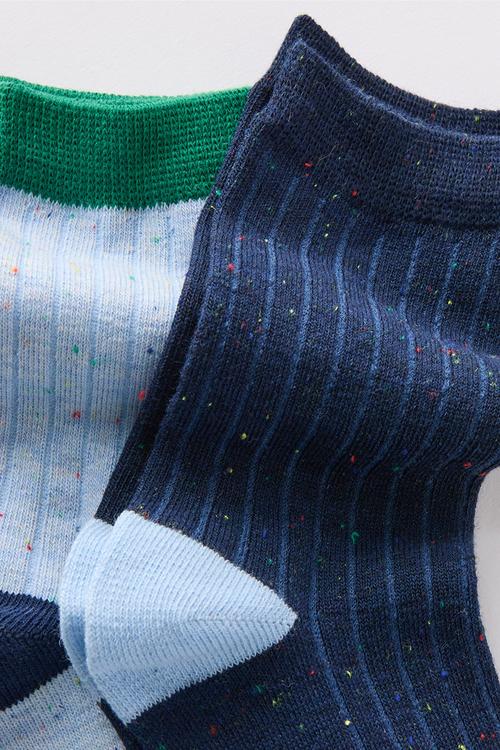 Kids 2Pk Longline Crew Socks - Ice Blue/Squid Ink Speckle
