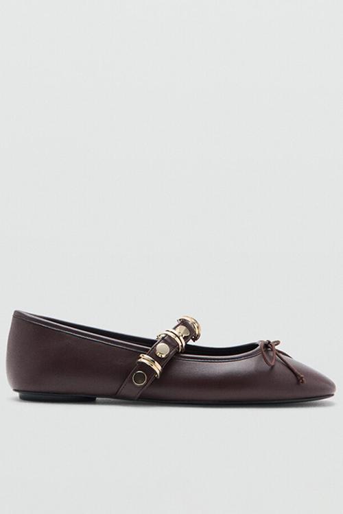 Ringing mary-jane pump - dark red