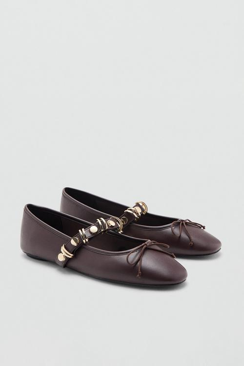 Ringing mary-jane pump - dark red
