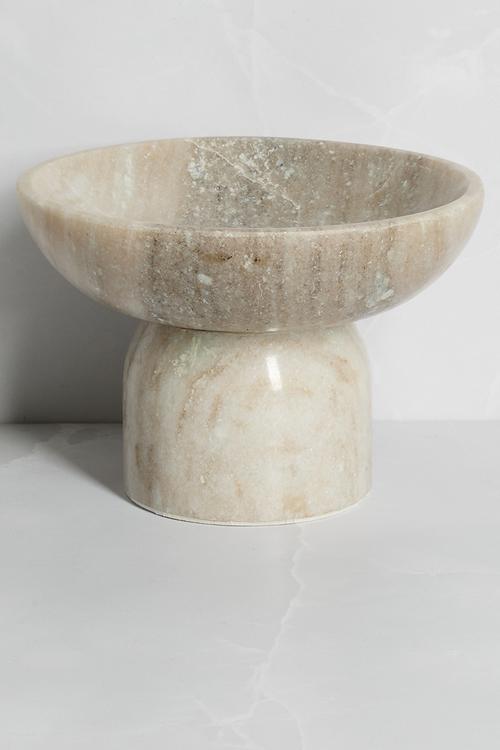 Marble Décor Bowl on Stand - Natural