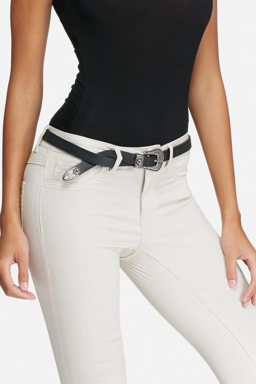 Western buckle leather belt