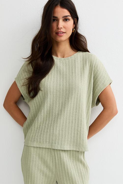 C&s vde pointelle knit top - green