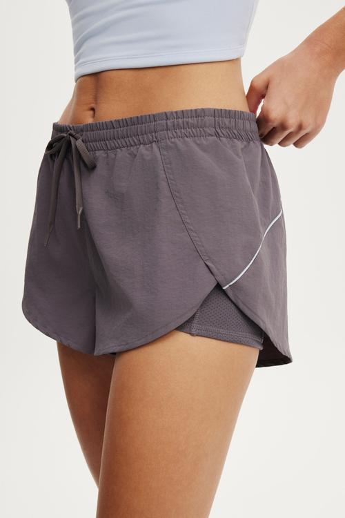 Woven Dolphin Hem Micro Short - Violet Grey