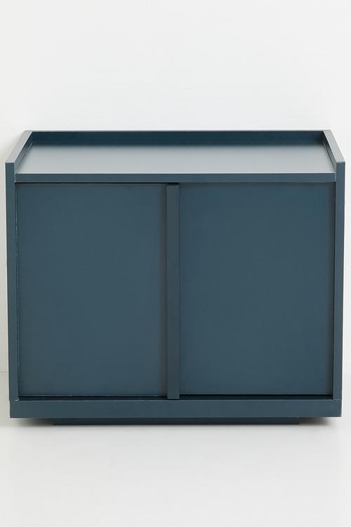Mocha Bedside Table - Petrol Blue