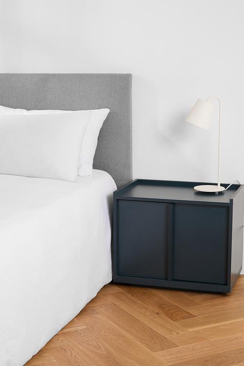 Mocha Bedside Table - Petrol Blue