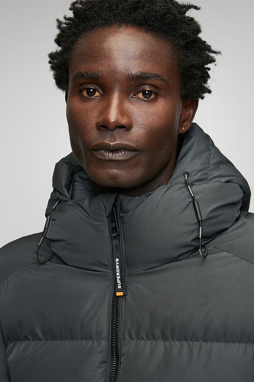 Hooded Sports Puffer Jacket - Ebony/Ebony