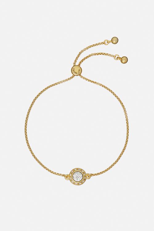 Soleta solitaire sparkle crystal adjustable bracelet - gold/clear