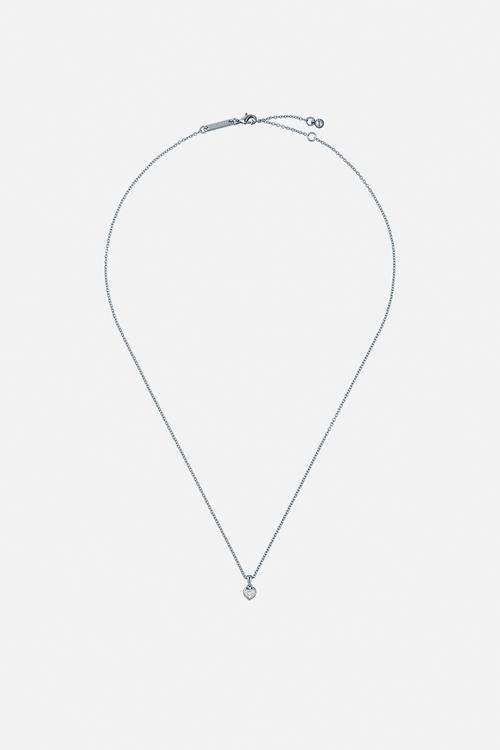 Harlow mini crystal heart pendant necklace - silver