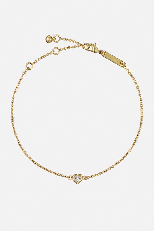 Halle mini crystal heart bracelet - gold
