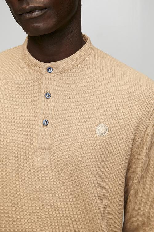 Henley L/S Waffle Knit - Cornstalk