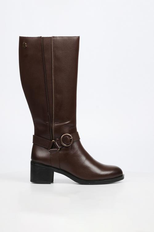 Bruna 1 knee length leather boot - chocolate
