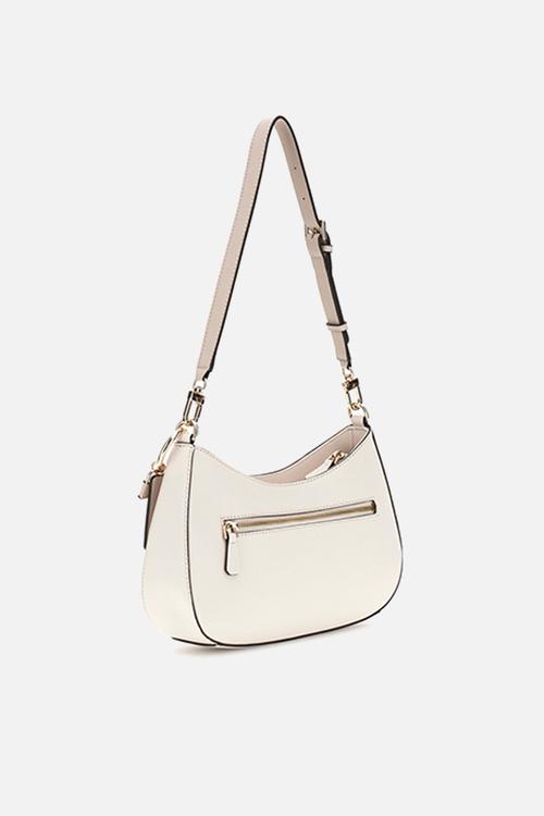 Noelle Top Zip Shoulder Bag - Off White/Taupe