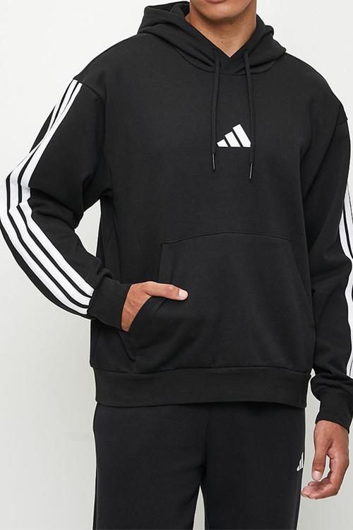3Stripe Fl Hoody 2 Black - Black