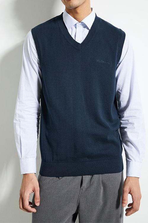 Pull Over Knit S/Less - Navy