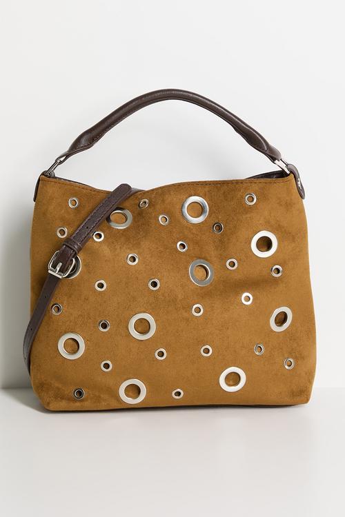 Amoura Eyelet Slouch Shoulder Bag - Tan
