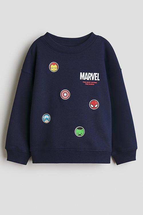 Oversized printed sweatshirt - navy blue/marvel comics