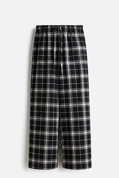 Flannel pyjama bottoms - black/checked