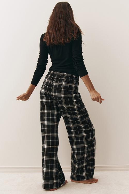 Flannel pyjama bottoms - black/checked