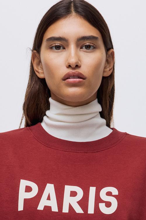 Text-motif sweatshirt - rust red/paris