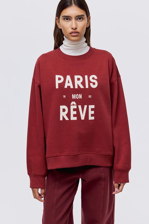 Text-motif sweatshirt - rust red/paris