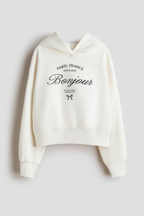 Motif-detail hoodie - white/bonjour