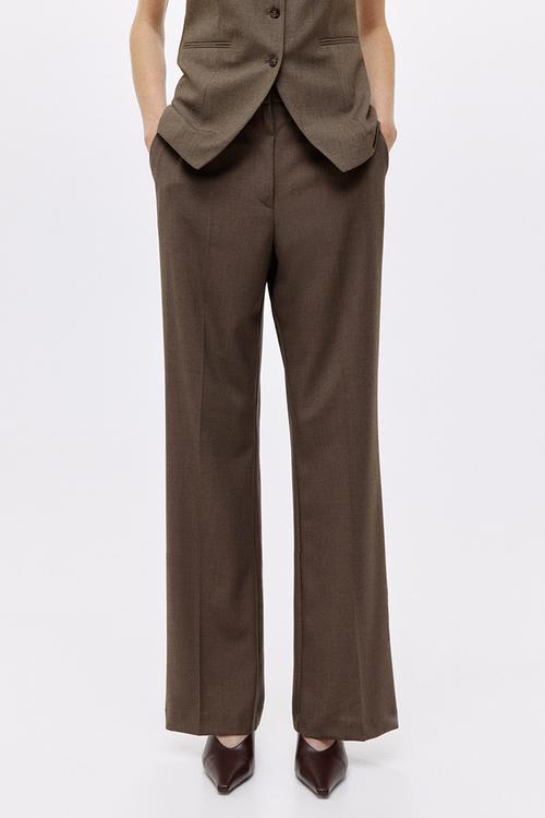 Straight crease-leg trousers - brown