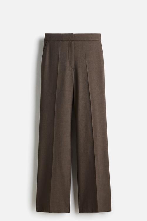 Straight crease-leg trousers - brown