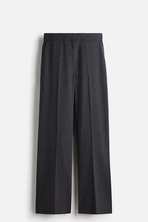 Straight crease-leg trousers - dark grey