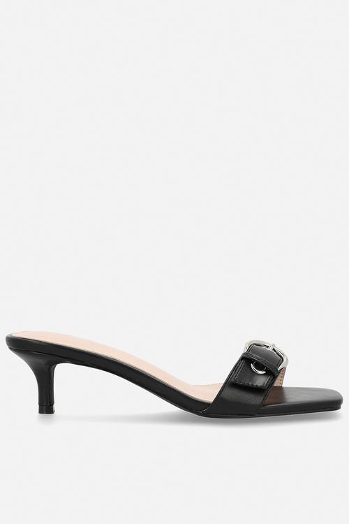 Celina open toe stiletto heel mule - black 