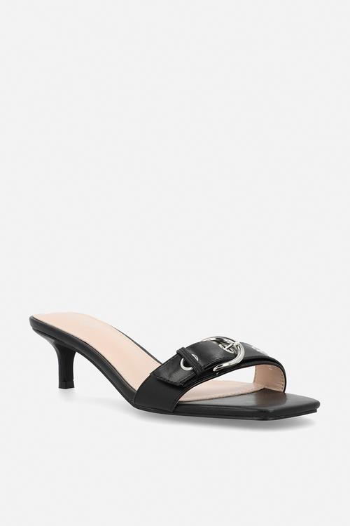 Celina open toe stiletto heel mule - black 