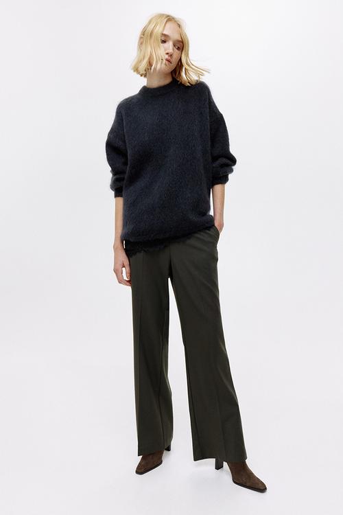 Straight crease-leg trousers - dark green