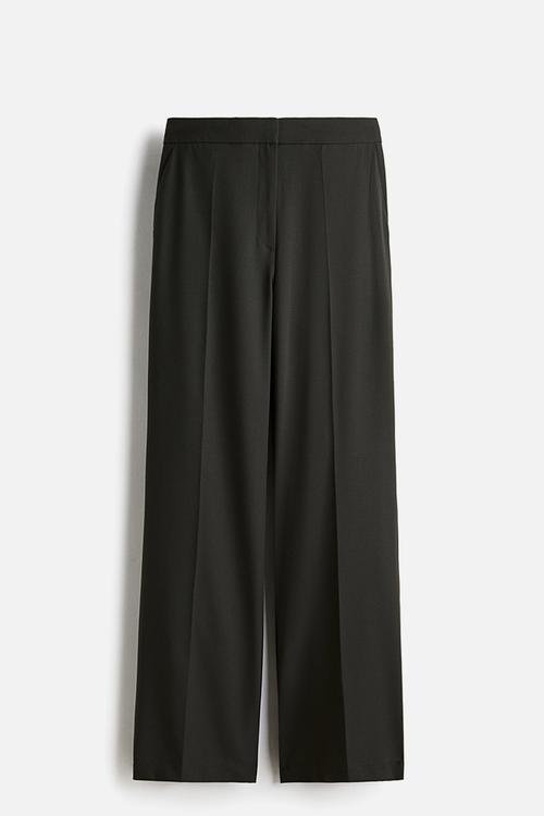 Straight crease-leg trousers - dark green