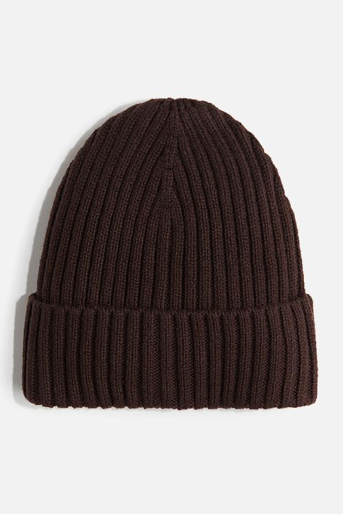 Rib-knit beanie - brown