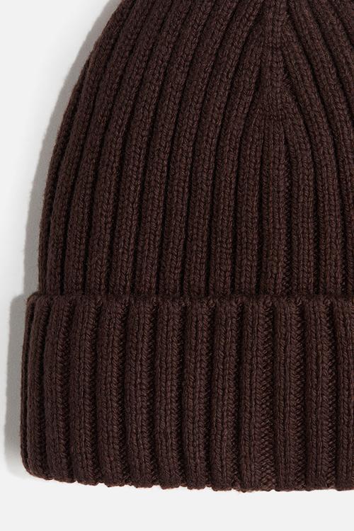 Rib-knit beanie - brown