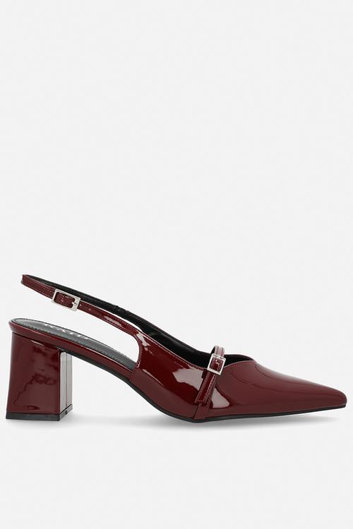 Leelie closed toe square heel slingback - burgundy 