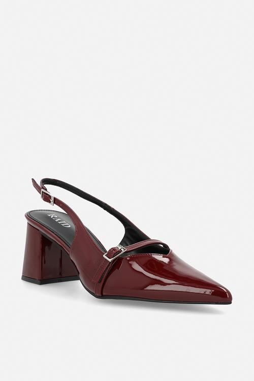 Leelie closed toe square heel slingback - burgundy 