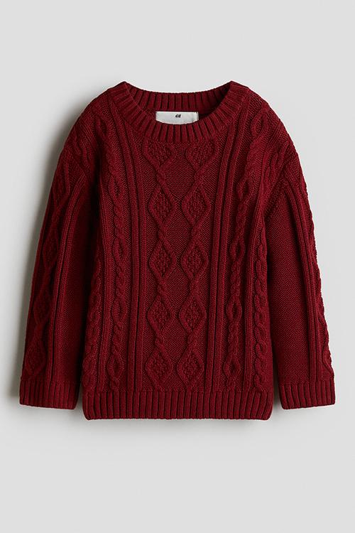 Cable-knit jumper - red