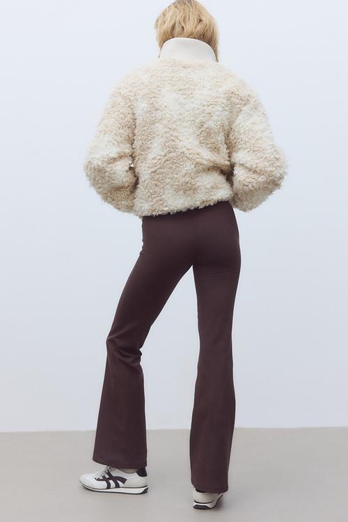 Flared fleece sports leggings with softmove? - warm brown