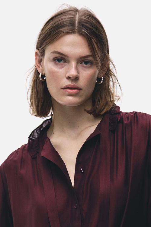 Bow-collar blouse - burgundy