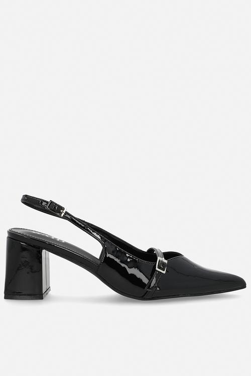 Leelie closed toe square heel slingback - black 