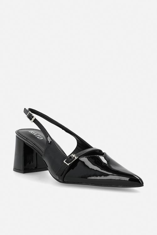 Leelie closed toe square heel slingback - black 