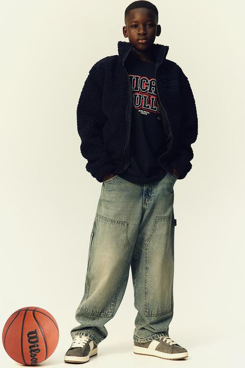 Appliqu?d teddy jacket - navy blue/chicago bulls
