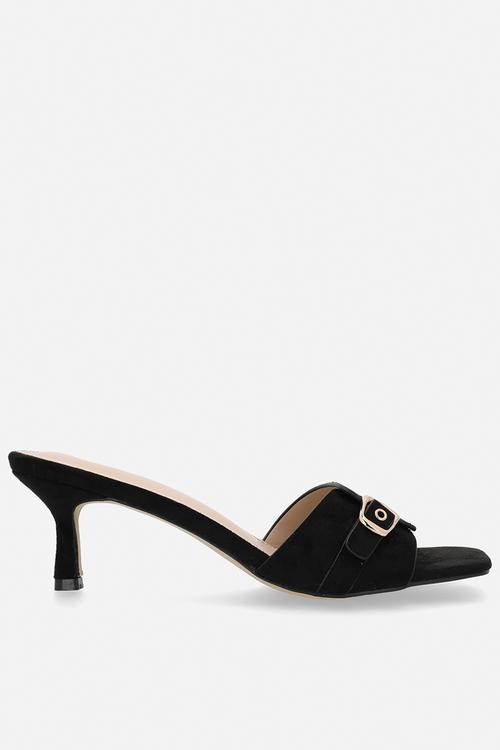 Caisyn open toe stiletto heel mule - black 