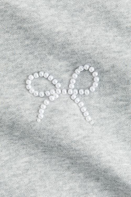 Embellished sweatshirt - light grey marl/bows