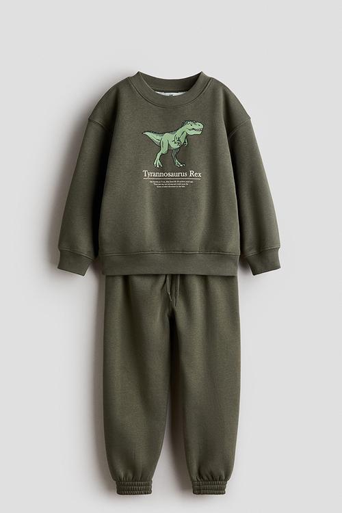 2-piece sweatshirt set - dark khaki green/t. rex