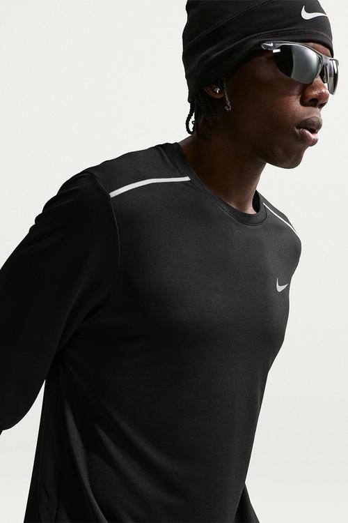 M NK DF UV MILER LS TOP - Black