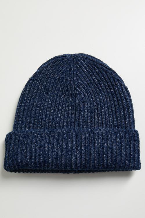 Camille Ribbed Turn Up Beanie - Navy