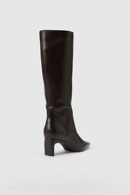 Callie knee length chisel toe boot in chocolate brown
